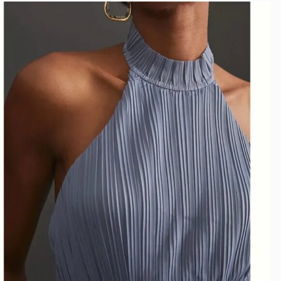 ⭐️ Pleated Halter Boho Peasant Hipster Hippie Classy Romantic Farm Chic Blouse - Picture 3 of 4